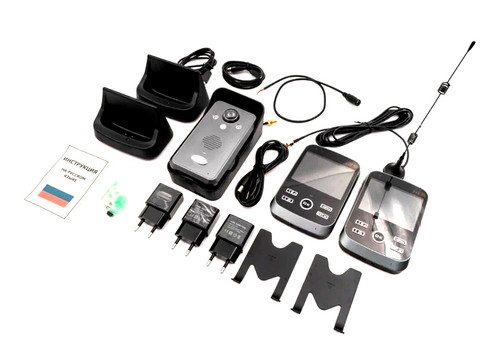 Беспроводной домофон с выносной антенной и двумя цветными мониторами  Kivos-Rec-3.5 (1+2)